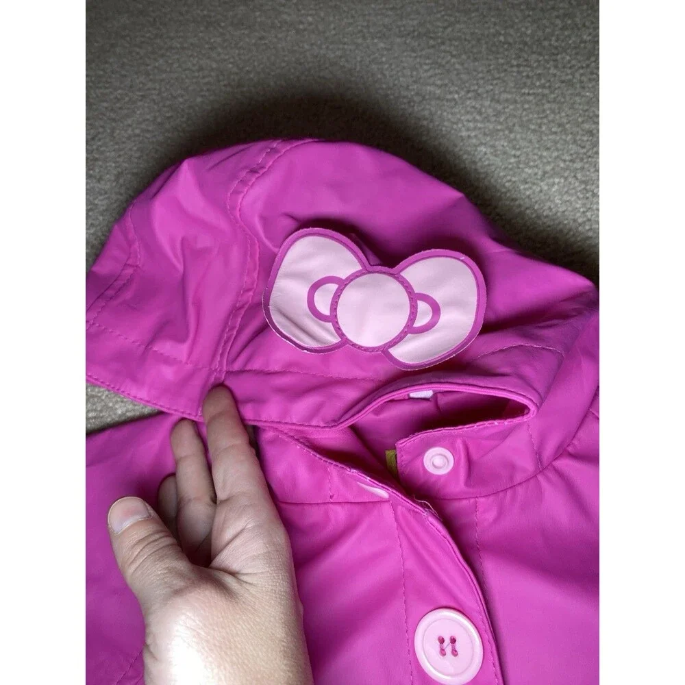 Western Chief Kids Hello Kitty Cutie Dot Pink Hooded Rain Coat Size 2T